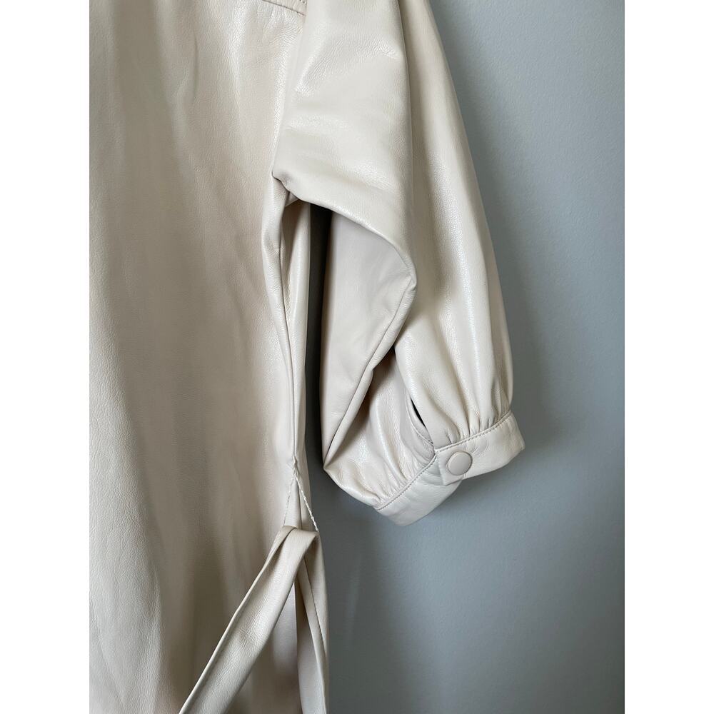EsQualo super soft vegan leather shirt dress cream size 4 - Picture 10 of 14